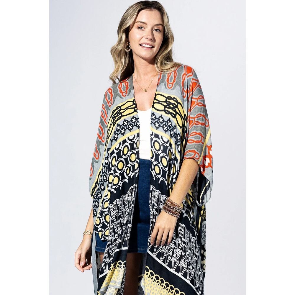 Multi Mosaic Stripe Kimono – Bold Statement Layer